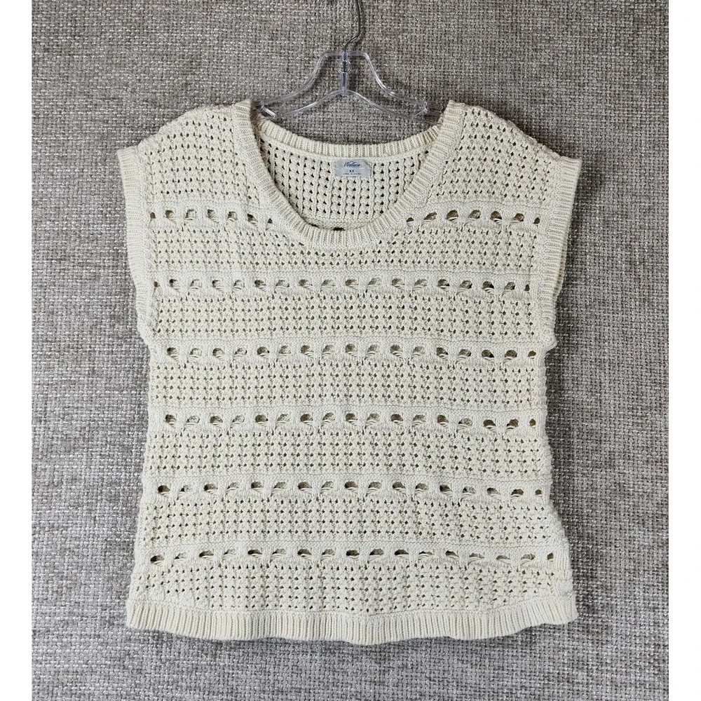 Wallace Madewell‎ Beautiful Crochet Knit Sweater Vest Womens XS Cream Oversized